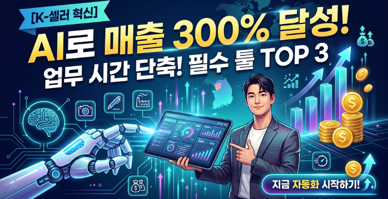 AI 도구를 활용해 업무 효율을 극대화하고 매출 곡선을 상승시키는 글로벌 셀러의 디지털 워크플로우 인포그래픽